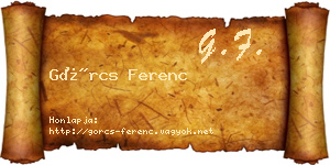 Görcs Ferenc névjegykártya